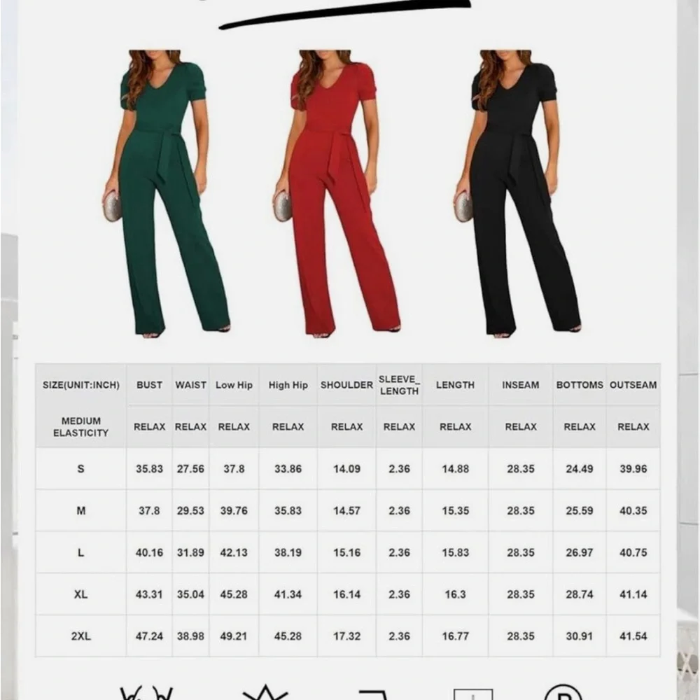 BLENCOT Jumpsuit Short Sleeve Casual v Neck Belted SZ Large NWOT - Picture 5 of 10